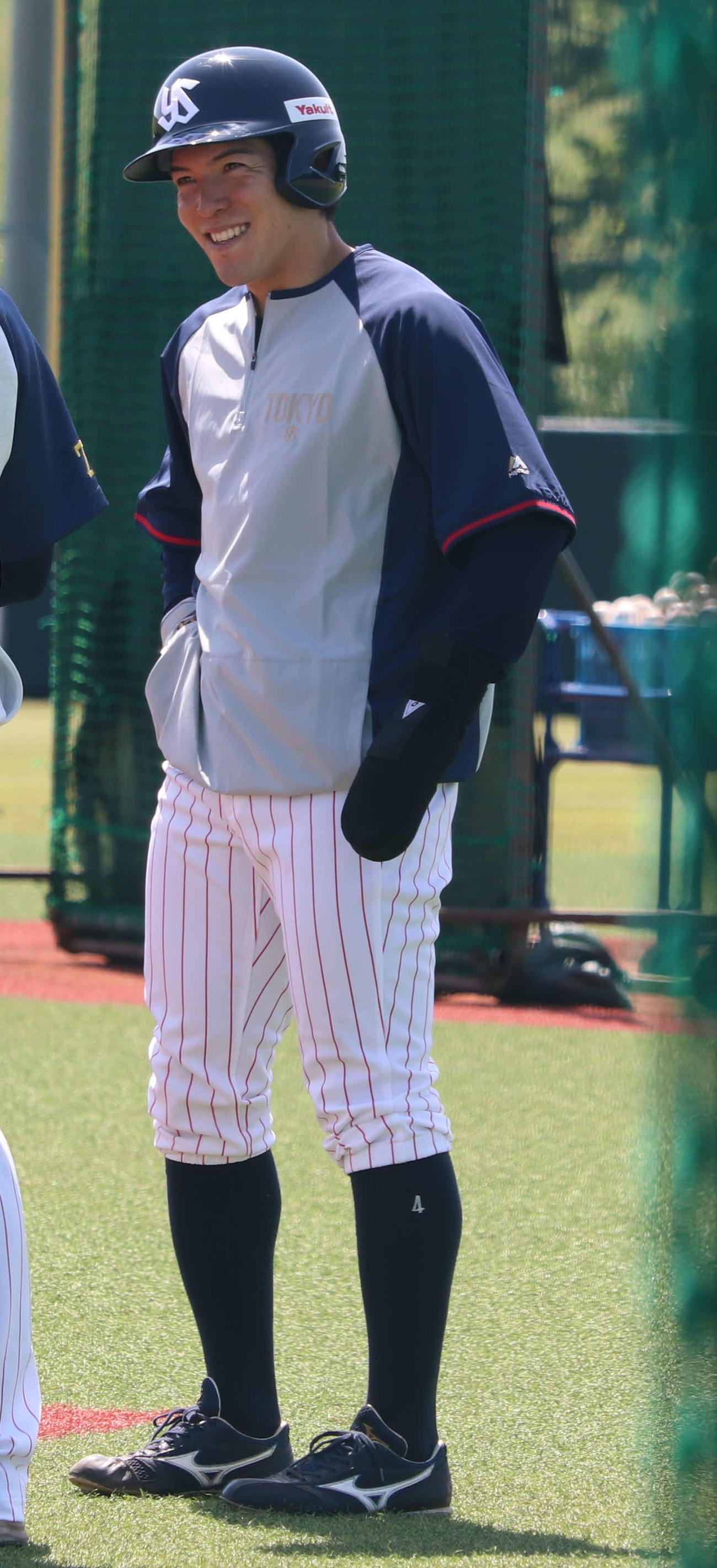 埼玉・戸田球場で試合前練習に参加したヤクルト山野辺