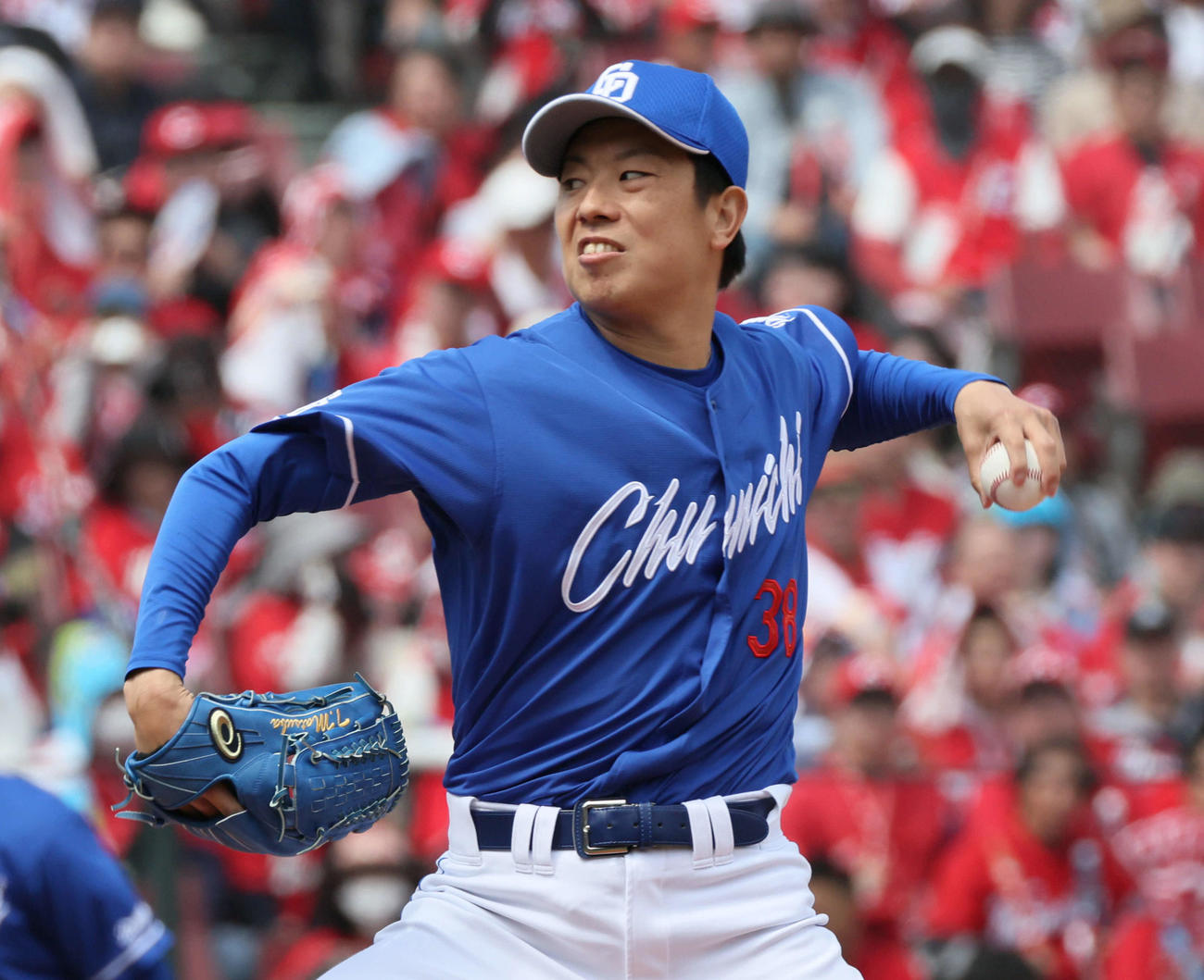 広島対新中日　中日先発の松葉（撮影・加藤孝規）