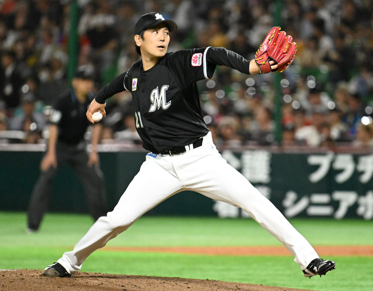 ソフトバンク対ロッテ　ロッテ先発・石川柊（撮影・林敢治）