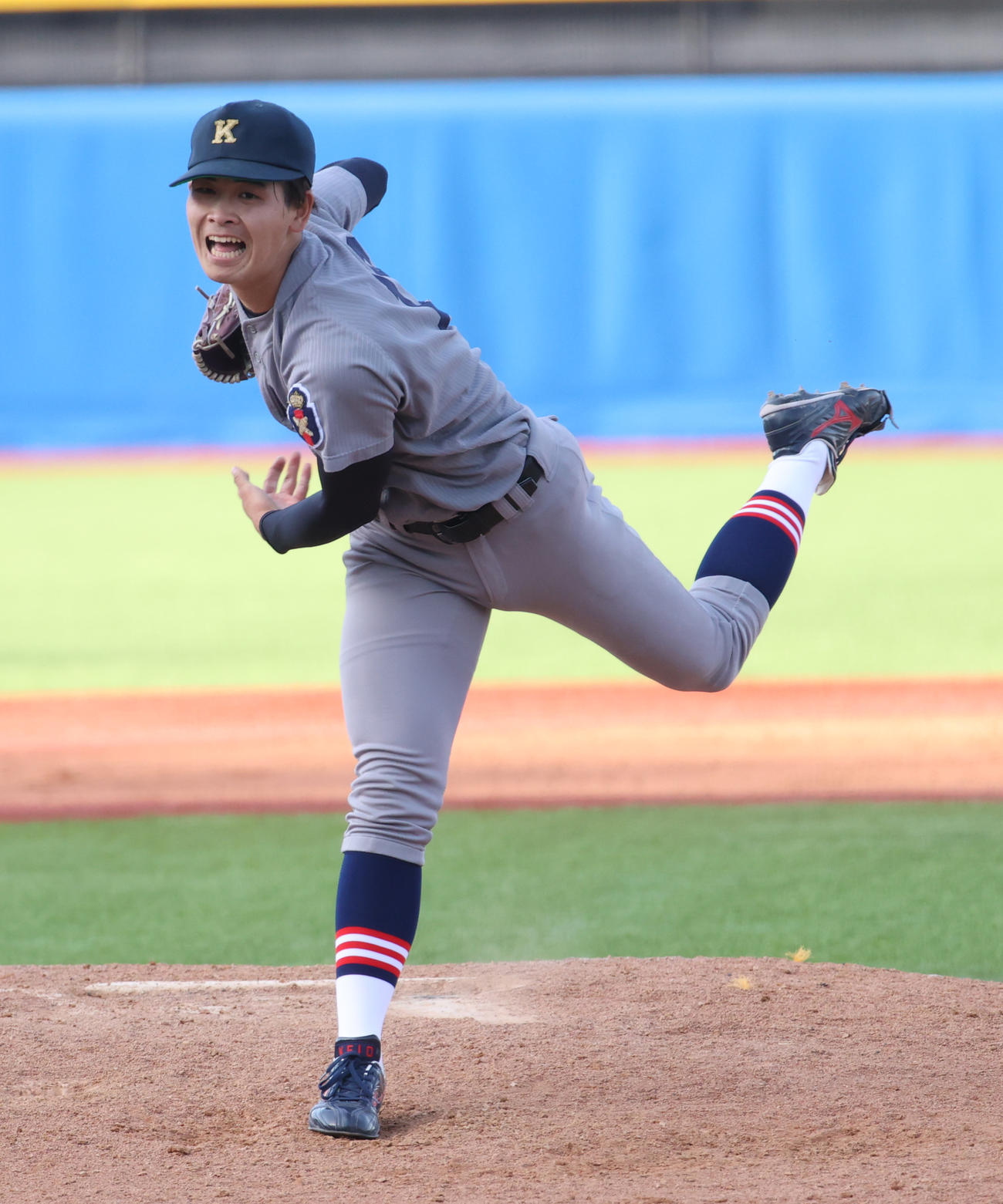 東大対慶大　1安打完封勝利を挙げた慶大・渡辺和（撮影・柴田隆二）