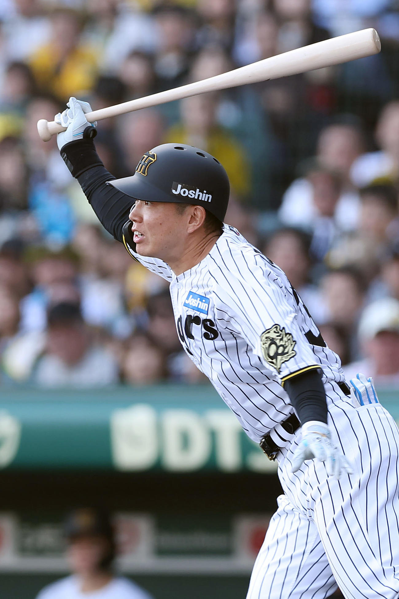 阪神対ヤクルト　6回裏阪神1死一塁、中前打を放つ代打糸原（撮影・前田充）