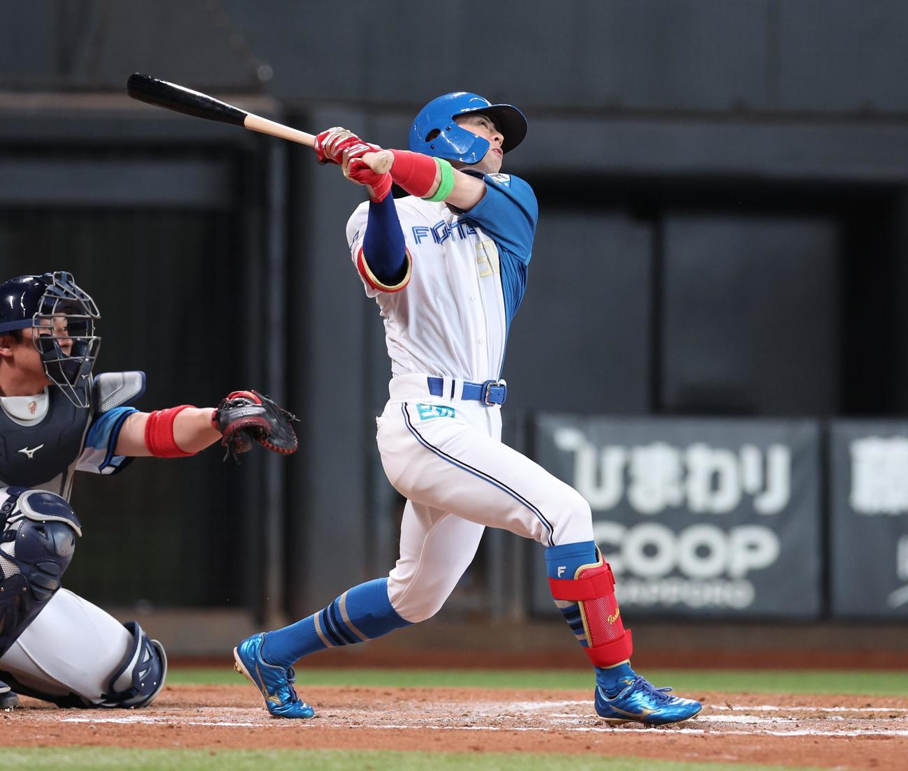 日本ハム対西武　8回裏日本ハム無死、捕邪飛に終わる五十幡（撮影・黒川智章）