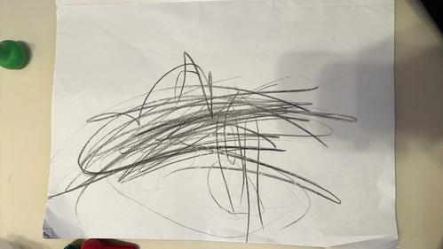 ソフトバンク津森の2歳長男が描いたパパの似顔絵（本人提供）