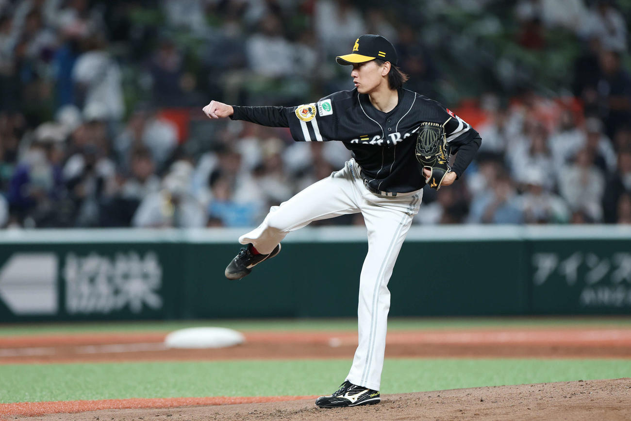 西武対ソフトバンク　ソフトバンク先発の大津（撮影・宮地輝）