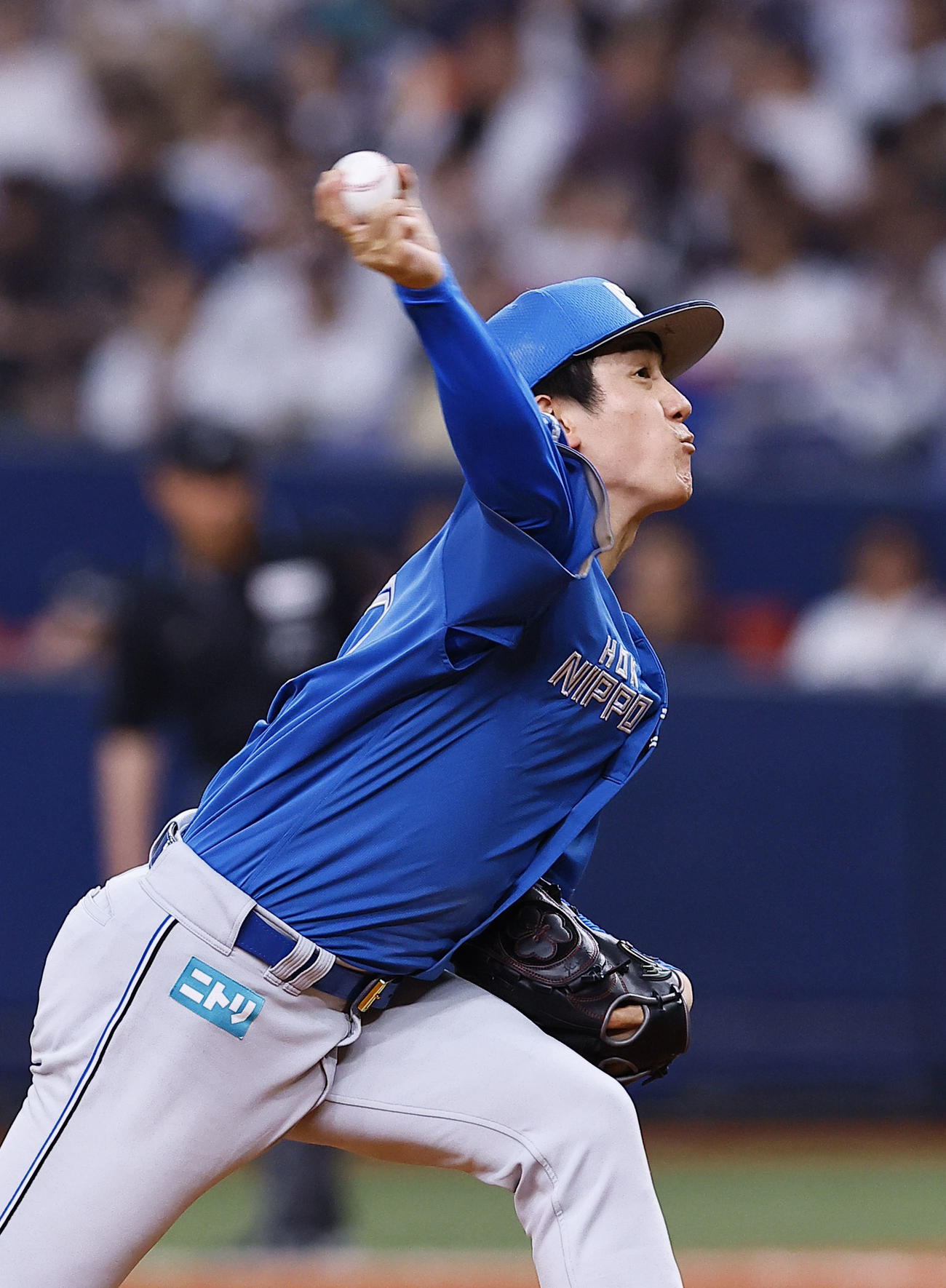 オリックス対日本ハム　7回、力投する日本ハム北山（撮影・藤尾明華）