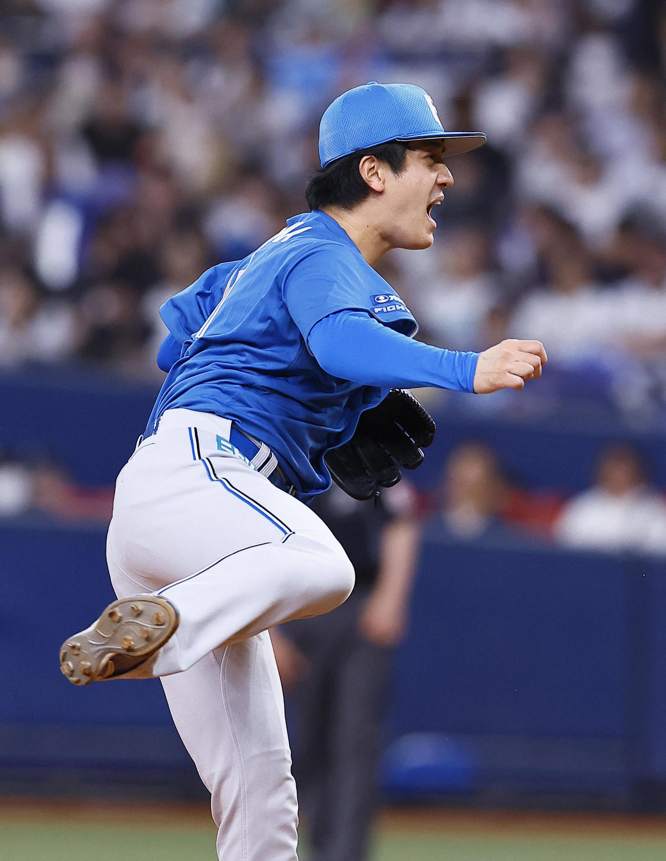 オリックス対日本ハム　2回裏オリックス2死一、二塁、若月を三振に仕留める北山（撮影・藤尾明華）