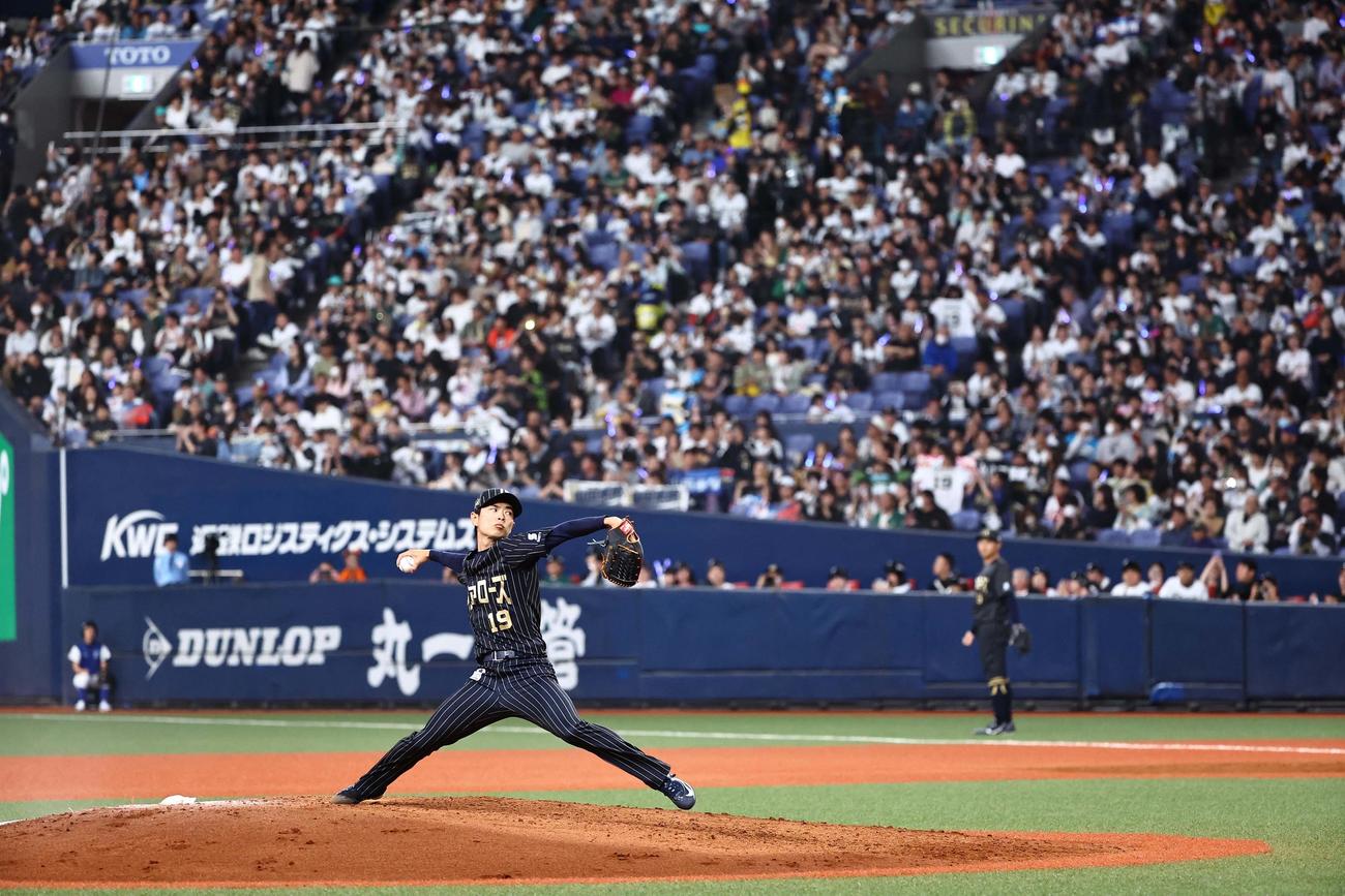 オリックス対日本ハム　オリックス3番手の山岡（撮影・上田博志）