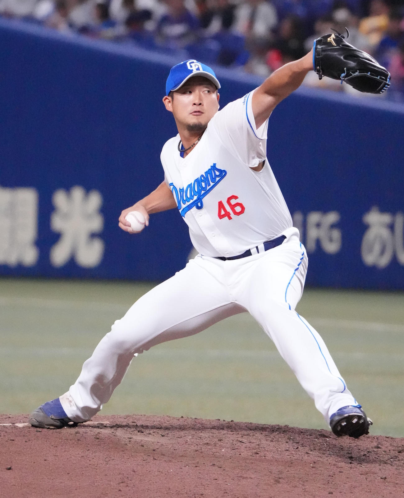 中日対DeNA 9回表、中日4番手で登板する梅野（撮影・森本幸一）