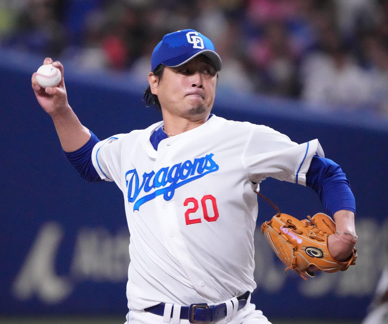 中日対DeNA 3回表、力投する中日先発の涌井（撮影・森本幸一）