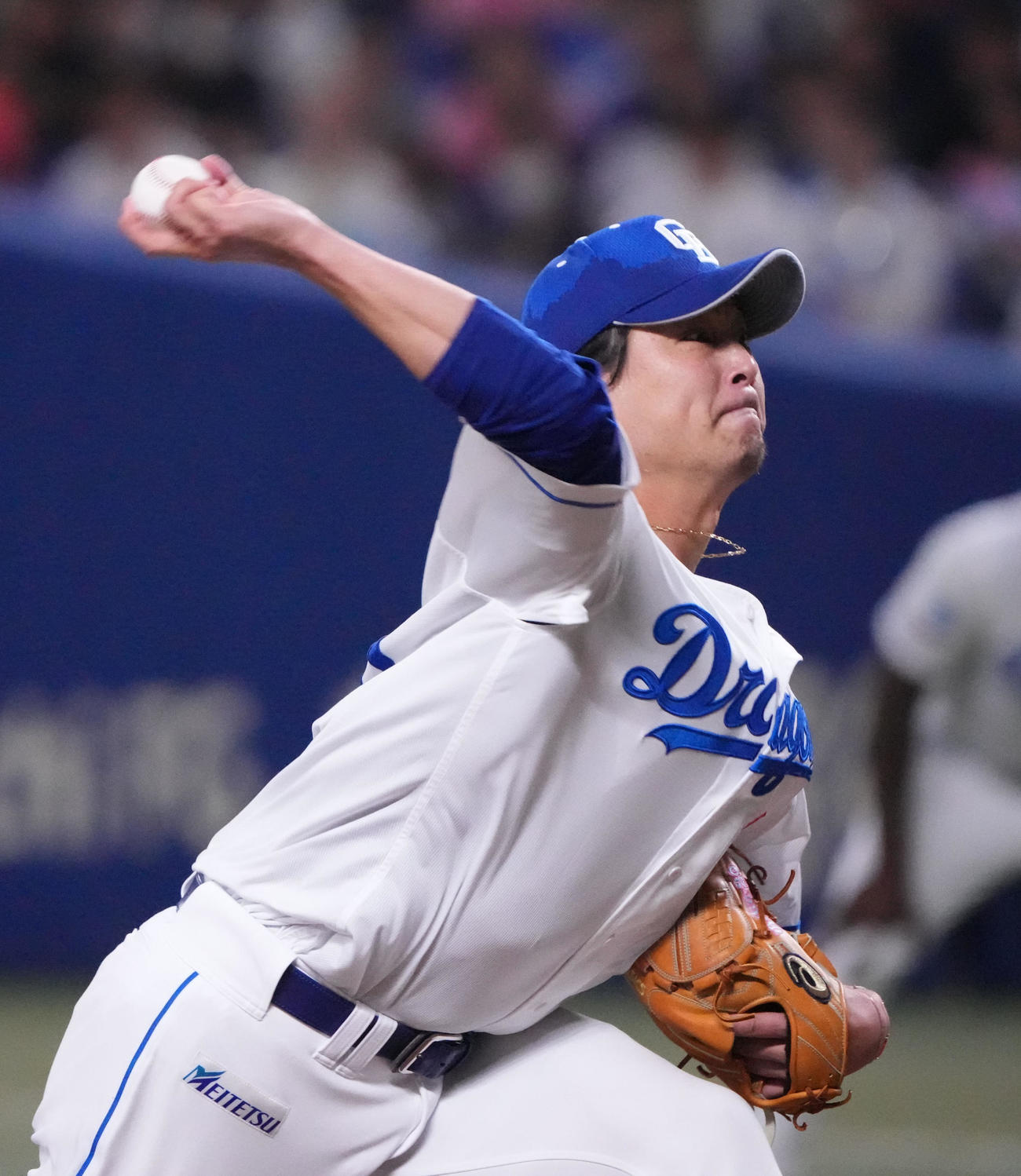 中日対DeNA 3回表、力投する中日先発の涌井（撮影・森本幸一）