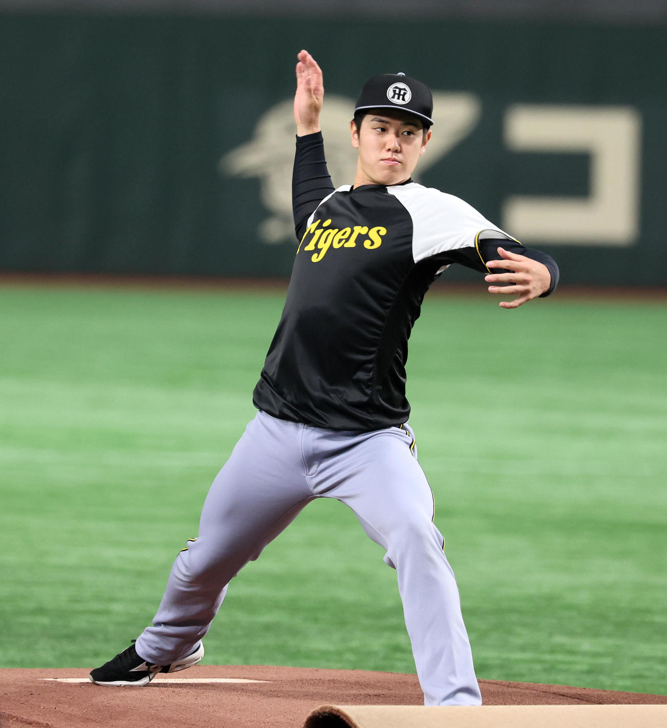 巨人対阪神　マウンドを確認する石黒（撮影・加藤哉）