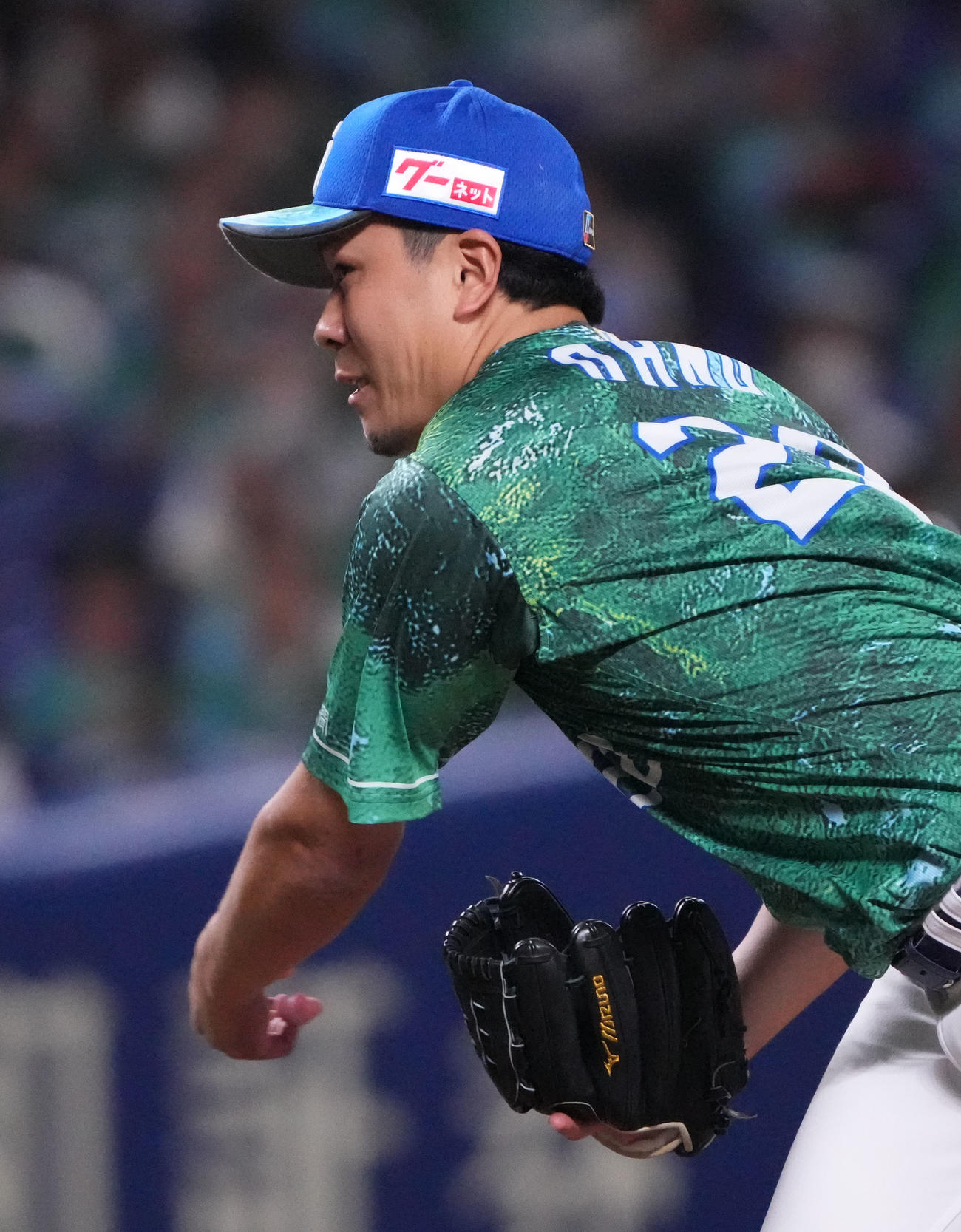 中日対DeNA 6回表、力投する中日先発の大野（撮影・森本幸一）