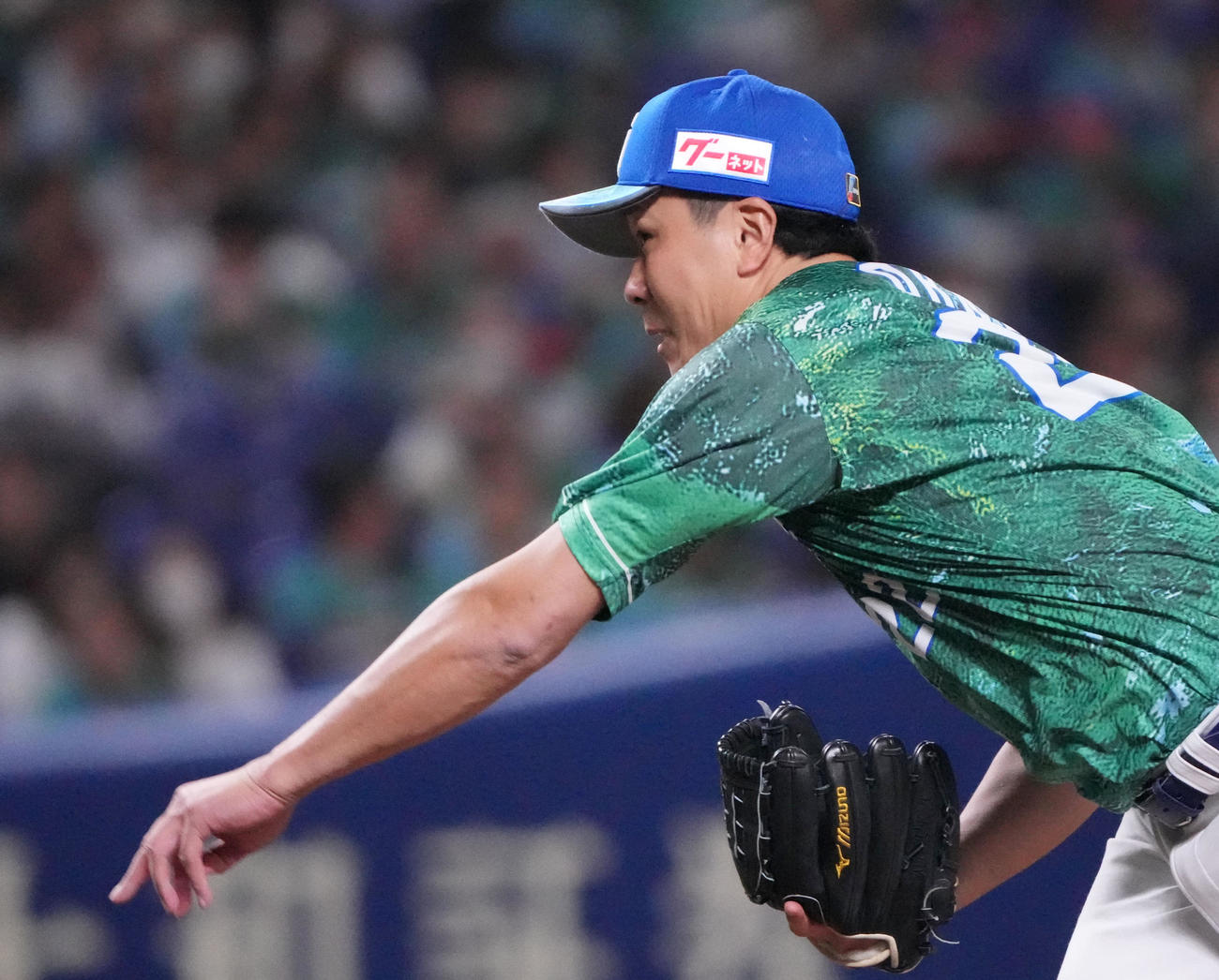 中日対DeNA 6回表、力投する中日先発の大野（撮影・森本幸一）