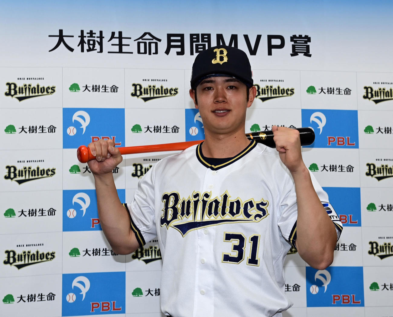 大樹生命月間MVPを受賞したオリックス太田（撮影・和賀正仁）