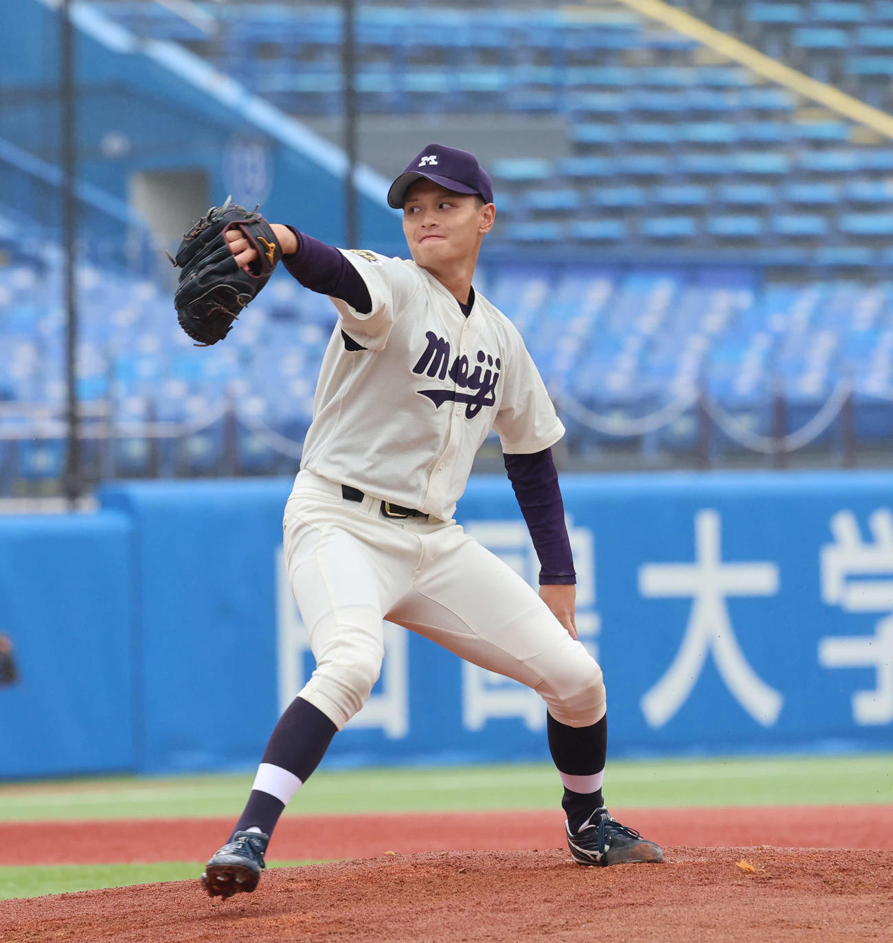 東京6大学野球　明大対立大　明大先発の毛利（撮影・山本朝陽）