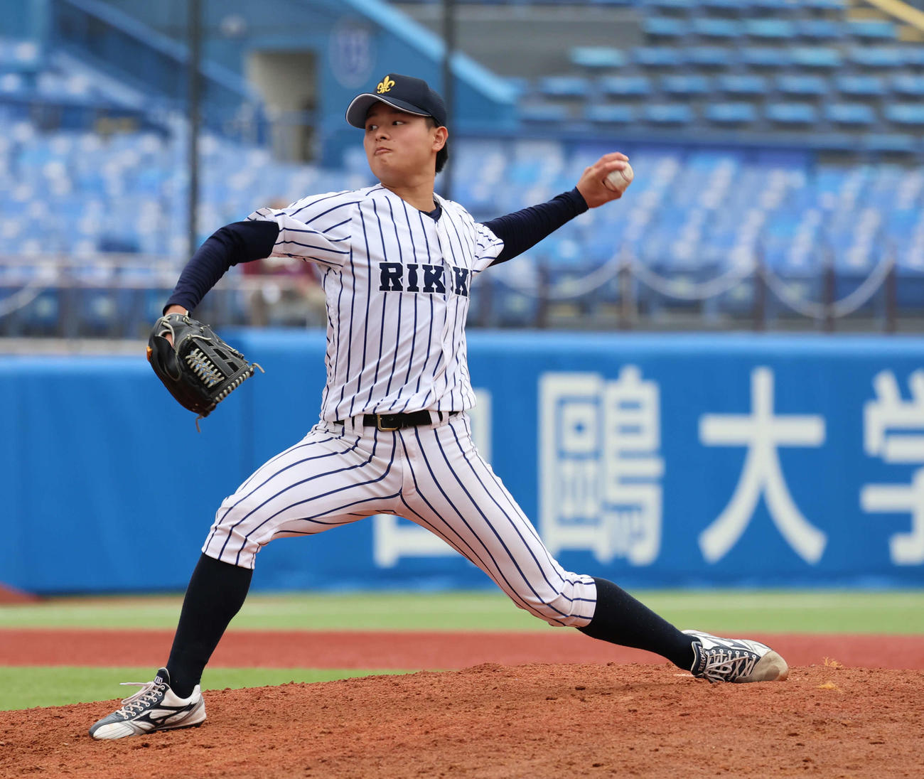 東京6大学野球　明大対立大　立大2番手で登板した	斎藤（撮影・山本朝陽）