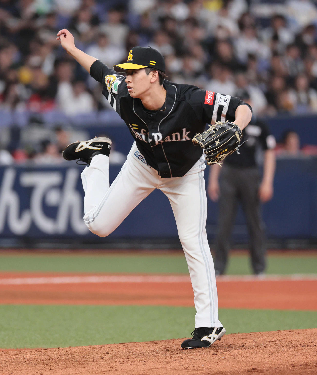 オリックス対ソフトバンク　ソフトバンク3番手の大山（撮影・宮崎幸一）