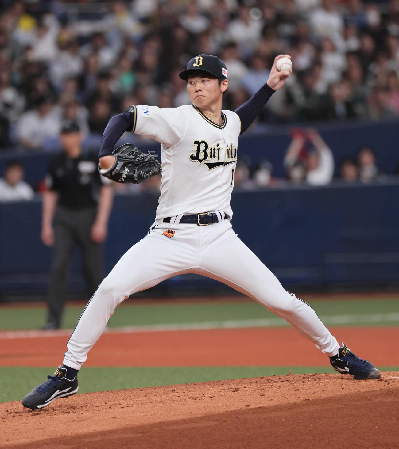 オリックス対ソフトバンク　曽谷龍平は7回を2安打無失点に抑える（撮影・宮崎幸一）