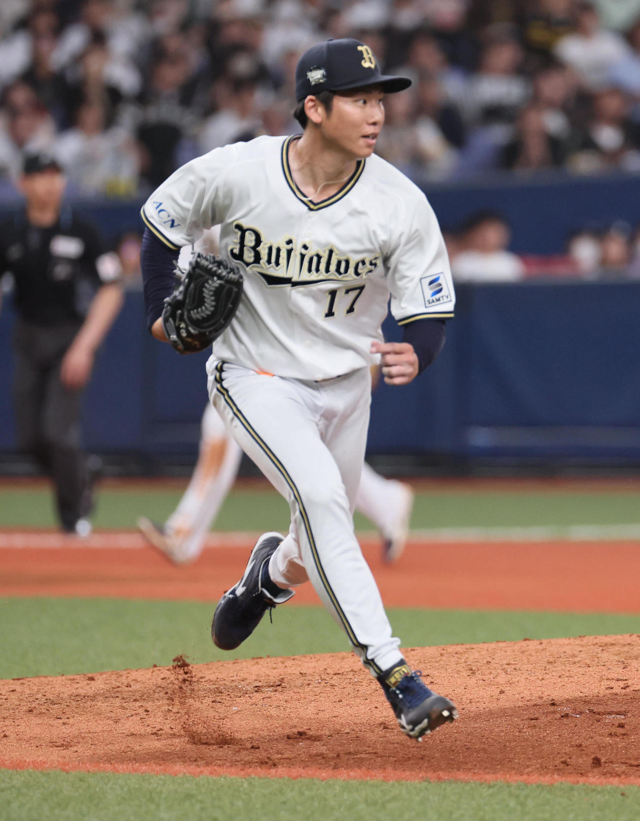 オリックス対ソフトバンク　曽谷龍平は7回を2安打無失点に抑える（撮影・宮崎幸一）