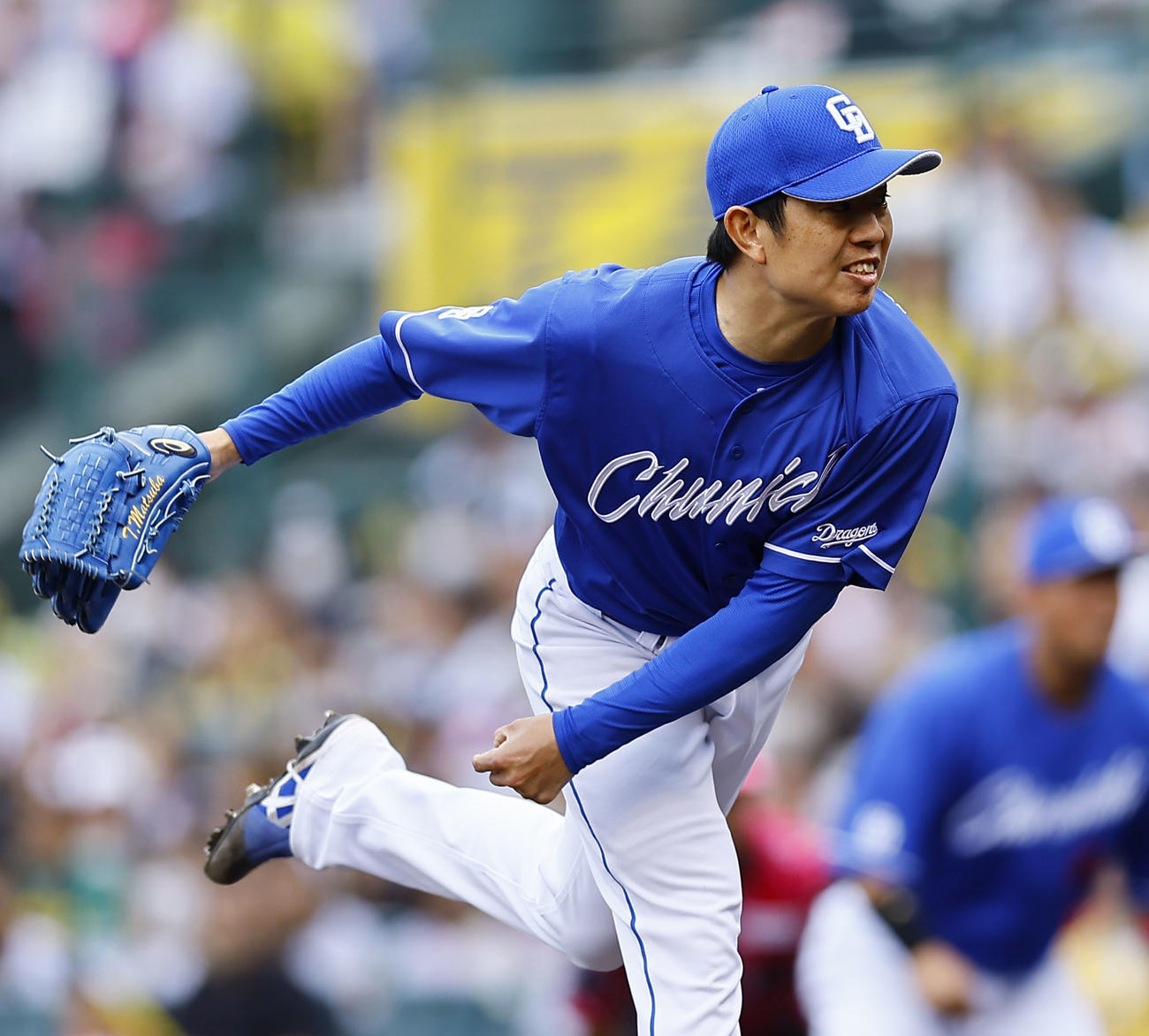 阪神対中日　中日先発の松葉（撮影・藤尾明華）
