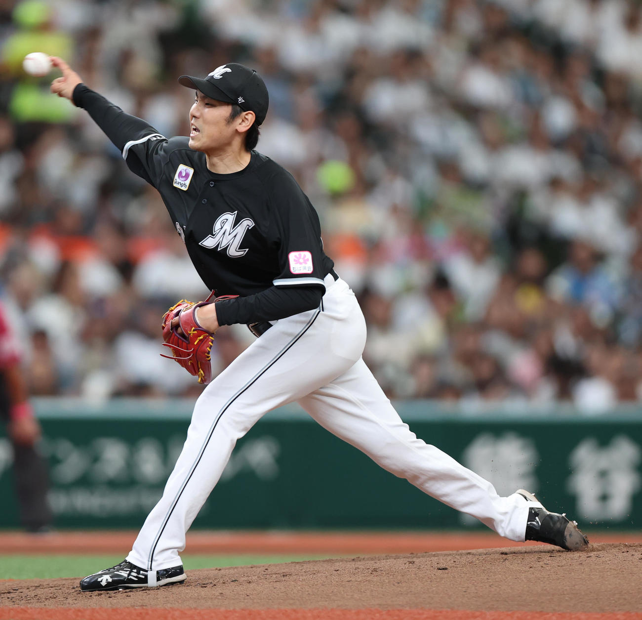 西武対ロッテ　力投するロッテ先発の石川柊（撮影・水谷安孝）
