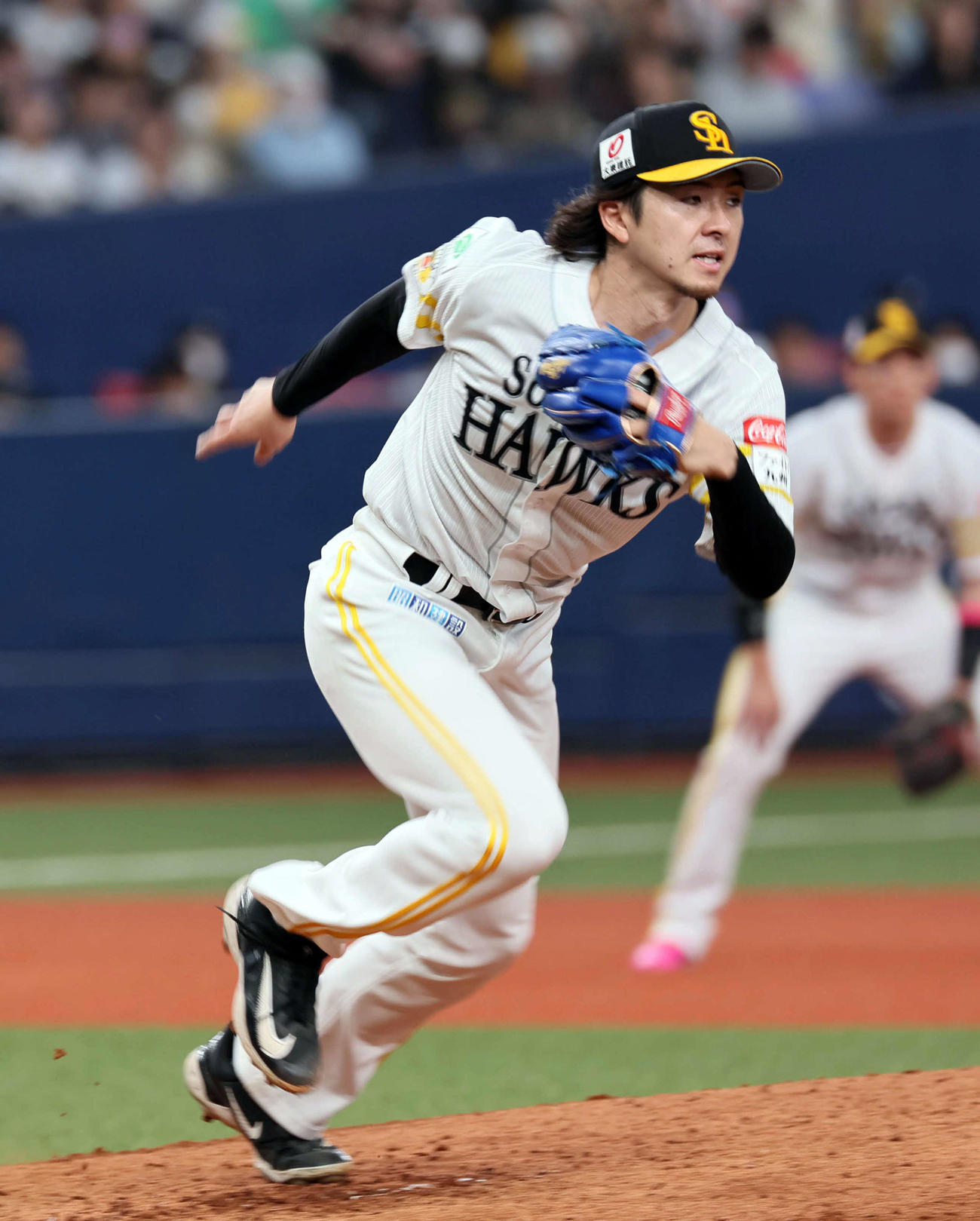 オリックス対ソフトバンク　8回を1失点に抑えた上沢（撮影・宮崎幸一）