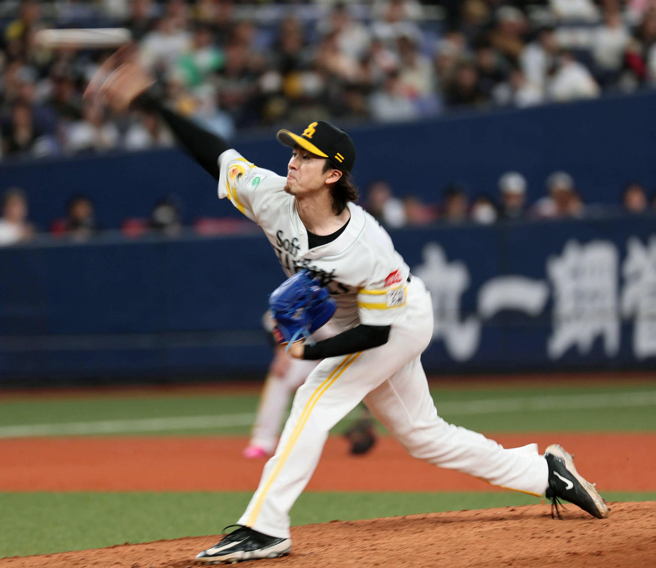 オリックス対ソフトバンク　8回を1失点に抑えた上沢（撮影・宮崎幸一）