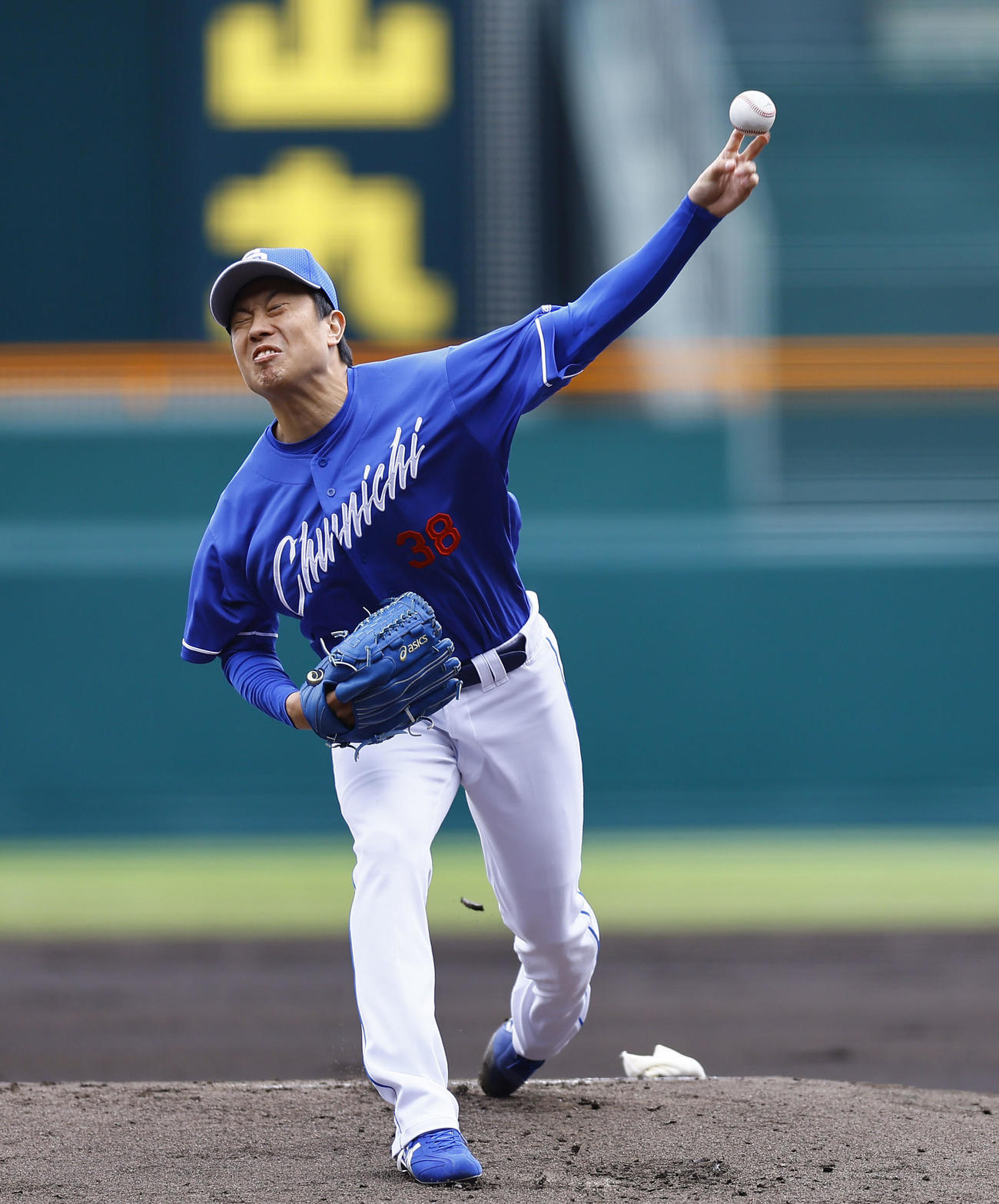 阪神対中日　中日先発の松葉（撮影・藤尾明華）