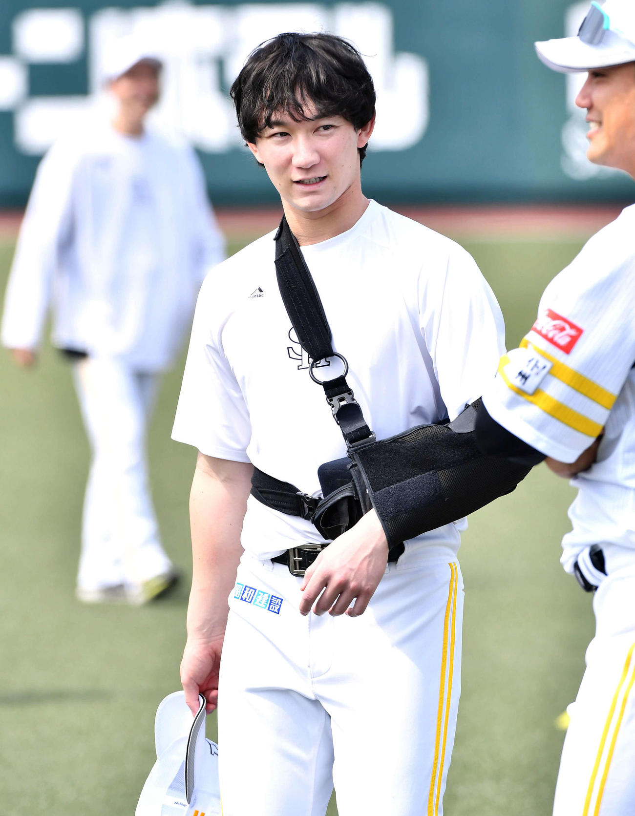 リハビリ組に合流したソフトバンク正木（撮影・岩下翔太）