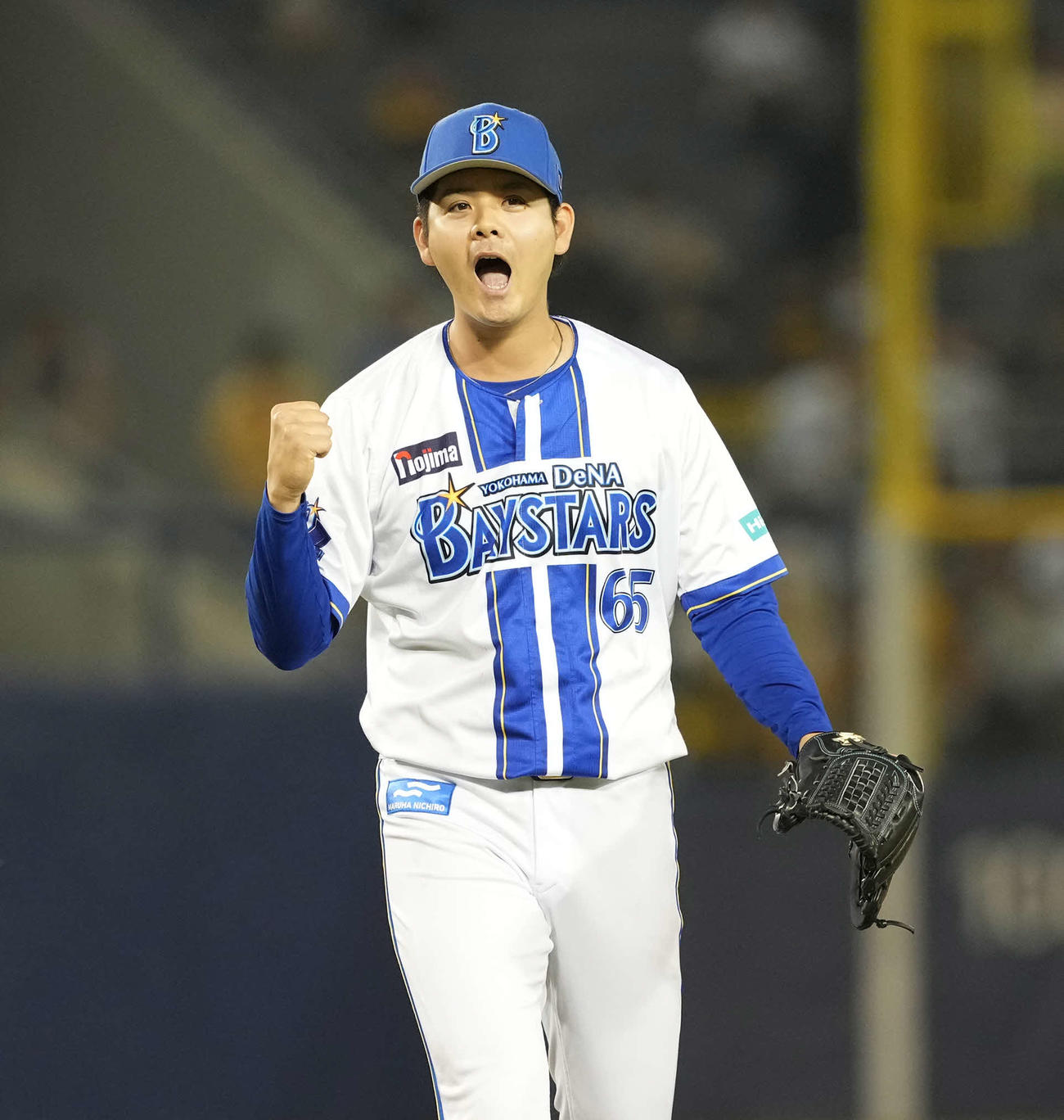 DeNA対阪神　11回を終え叫ぶDeNA宮城（撮影・井上学)
