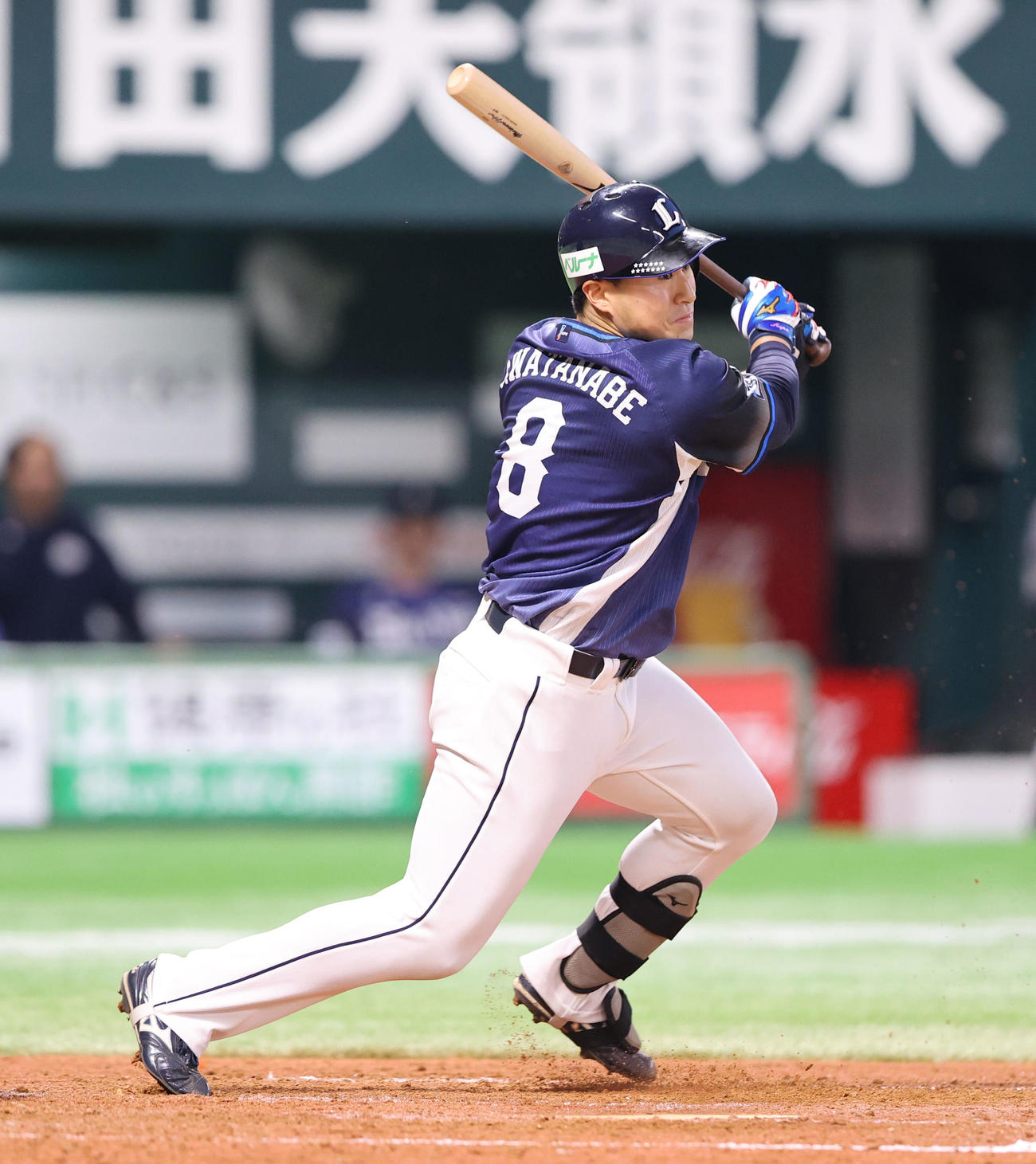 ソフトバンク対西武　5回表西武2死一塁、渡部聖は右前安打を放つ（撮影・梅根麻紀）
