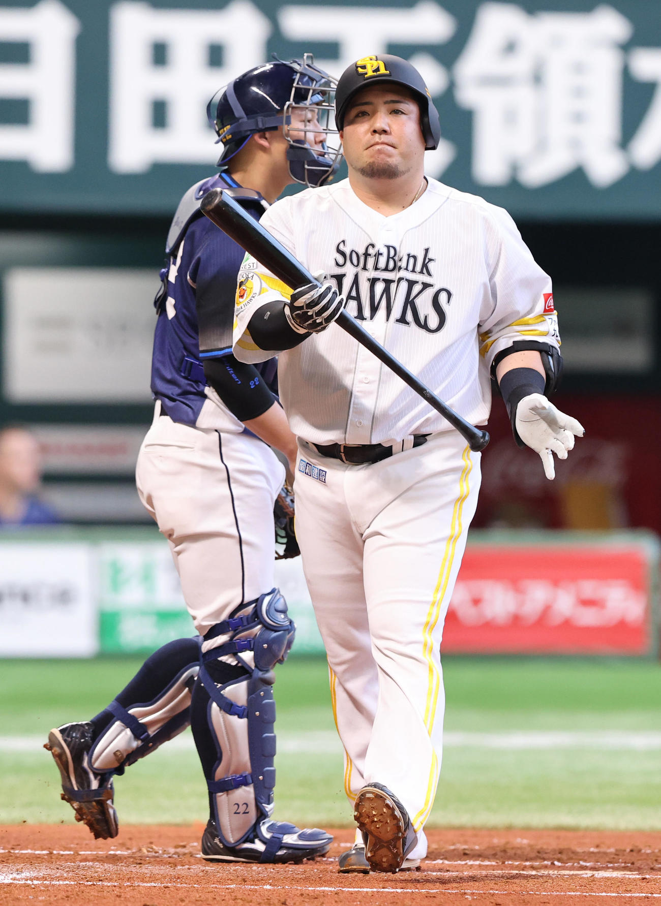 ソフトバンク対西武　1回裏ソフトバンク無死満塁、山川は空振り三振に終わる（撮影・梅根麻紀）