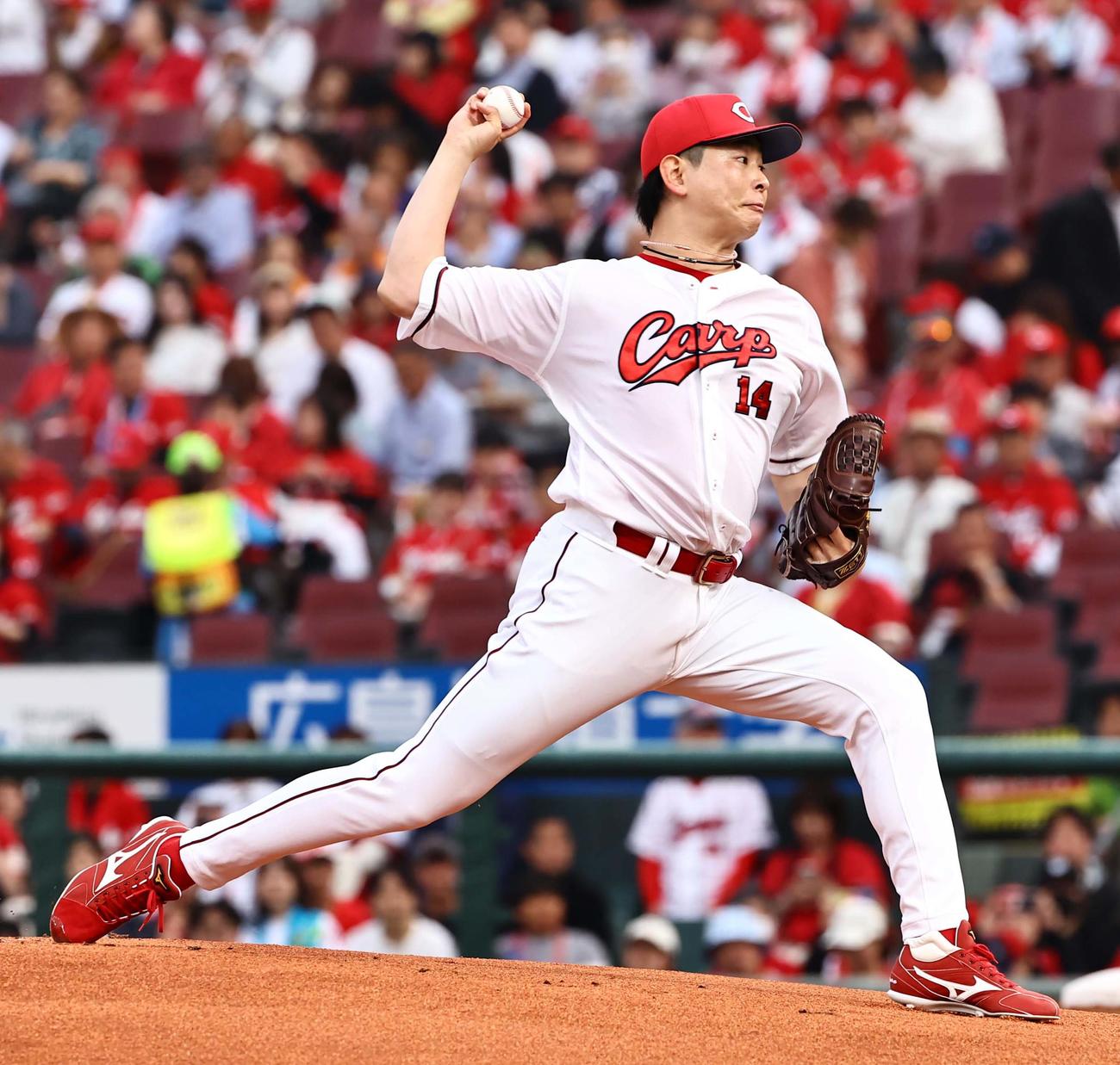 広島対巨人　広島先発の大瀬良（撮影・上田博志）