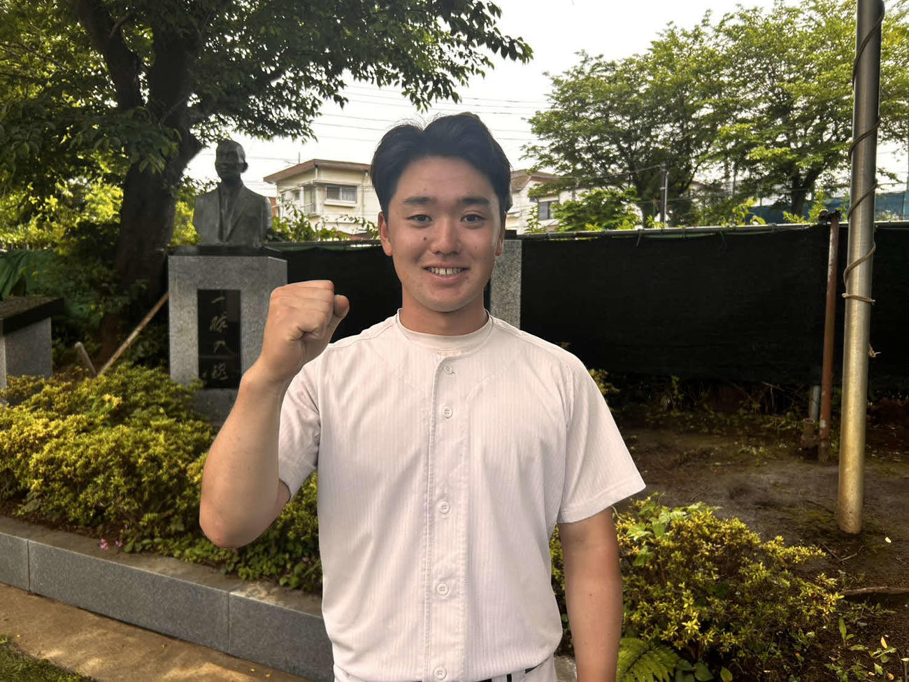 明大戦へ意気込む早大の尾瀬（撮影・平山連）