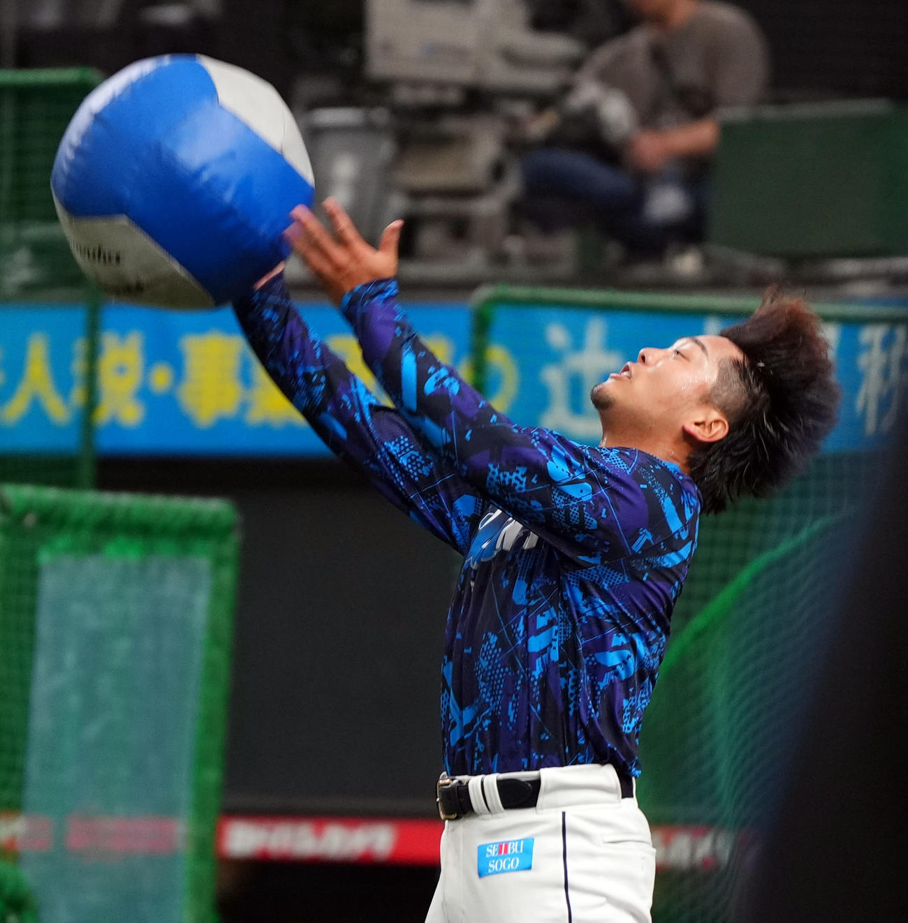 西武対オリックス　1軍に合流し、トレーニングする蛭間（撮影・狩俣裕三）