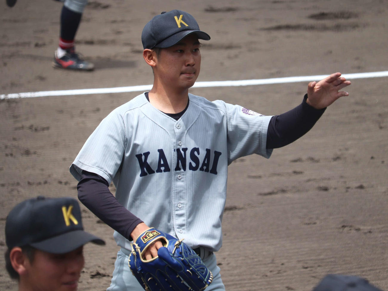 関西学生春季第6節2回戦　京大対関大　先発した、関大・荒谷（撮影・中島麗）