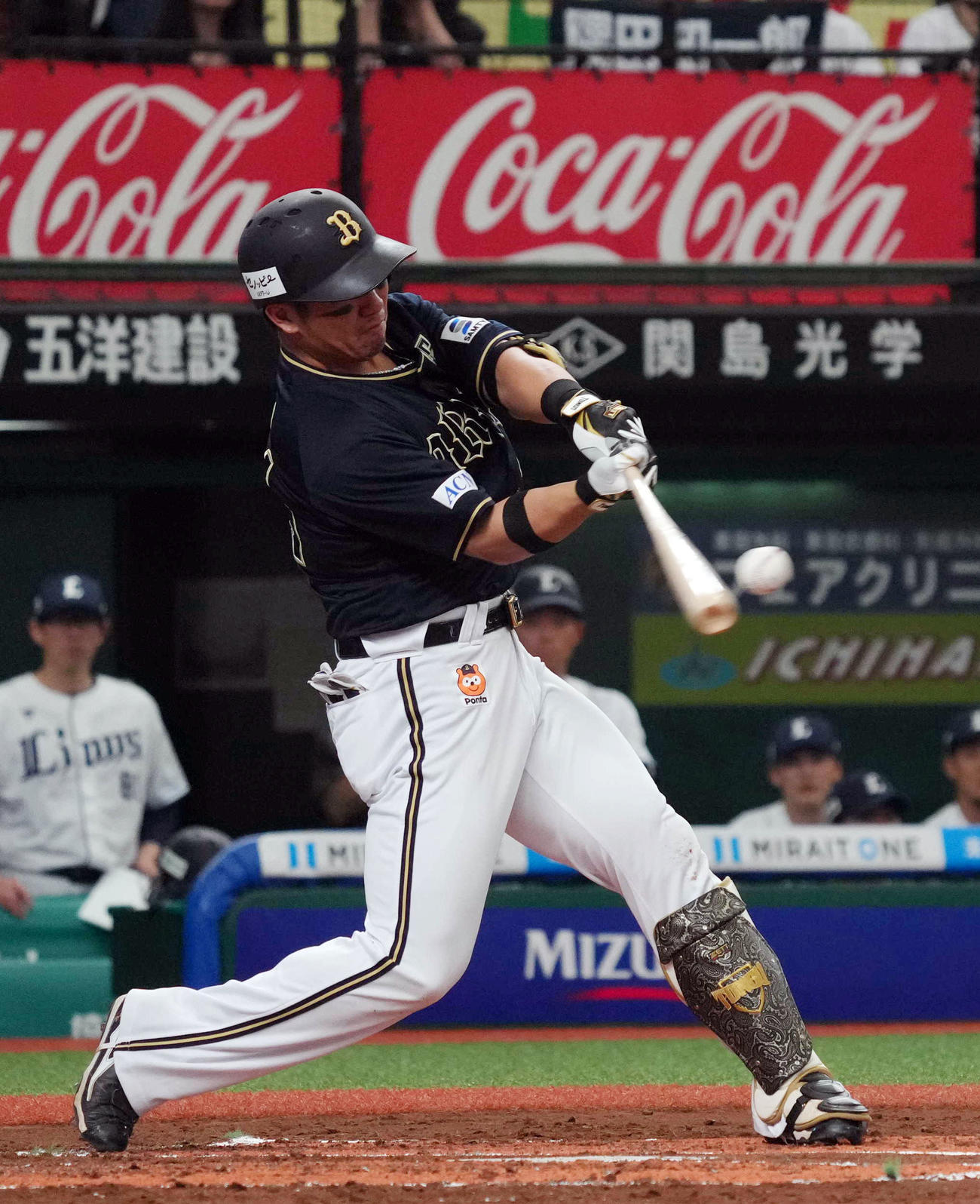 西武対オリックス　2回表オリックス無死、ソロ本塁打を放つ頓宮（撮影・狩俣裕三）