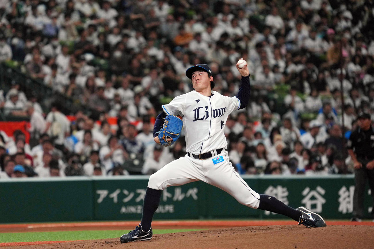 西武対オリックス　西武先発の隅田（撮影・狩俣裕三）
