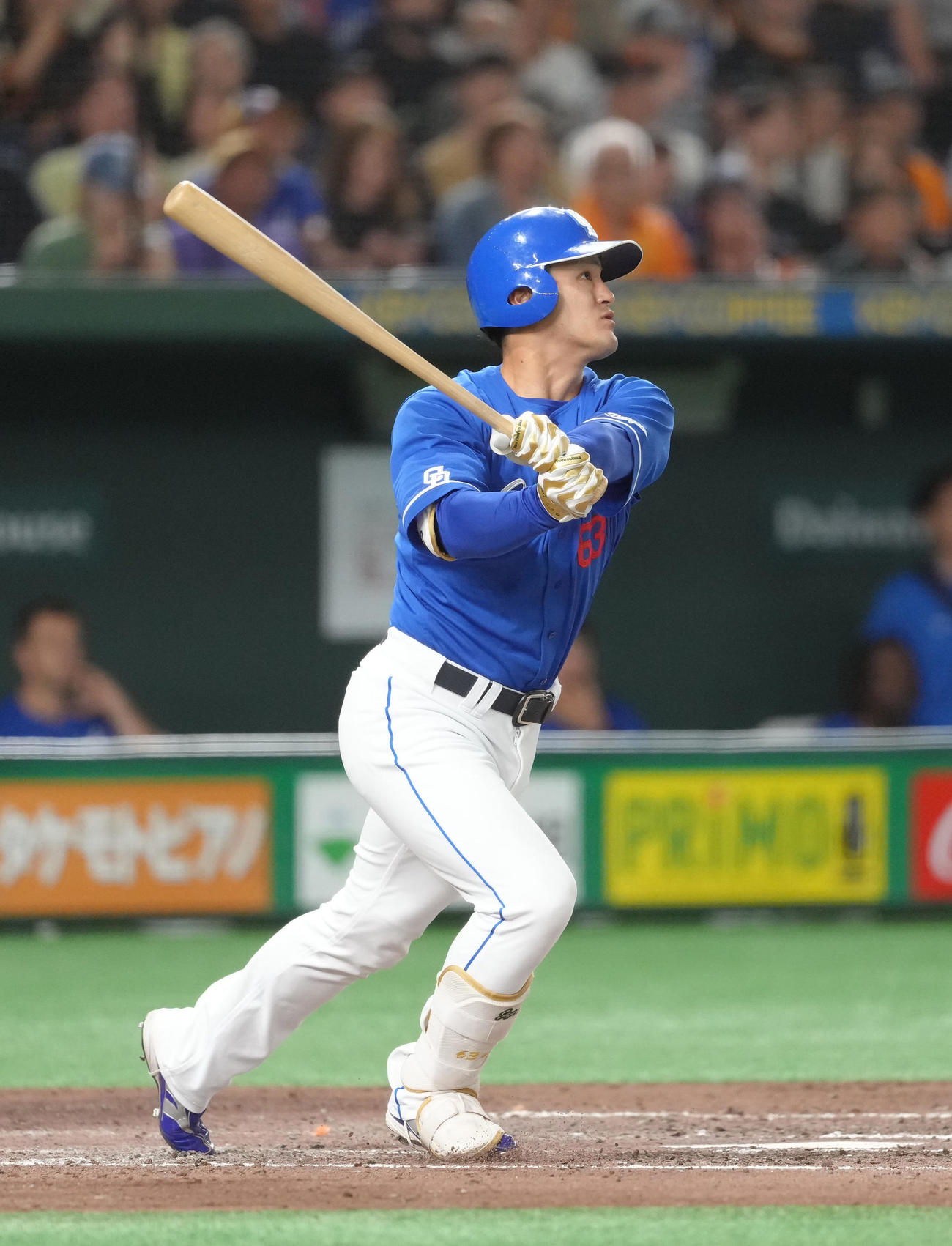巨人対中日　7回表中日1死一塁、板山は中越え2点本塁打を放つ（撮影・足立雅史）