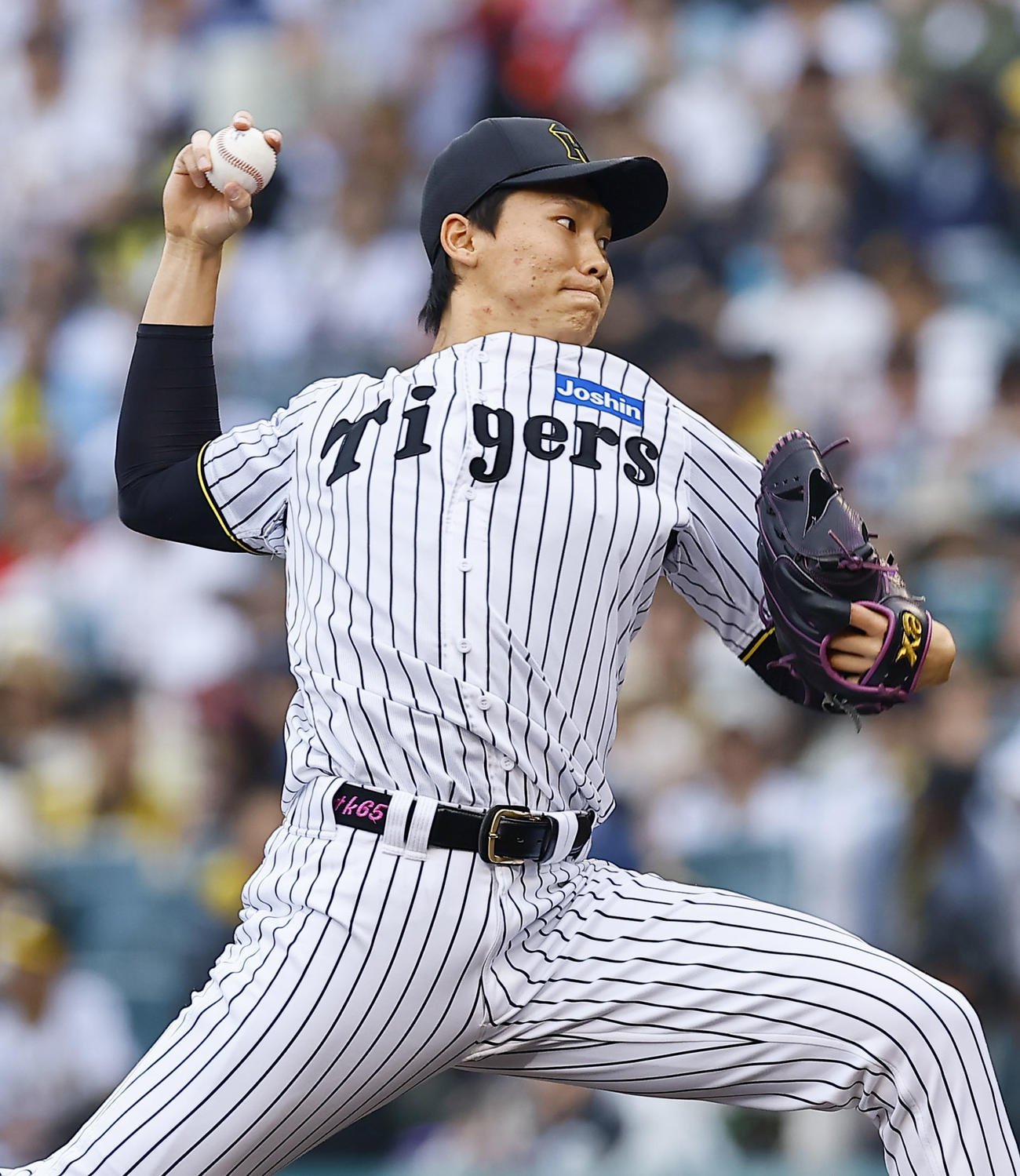 阪神対広島　7回、2番手で登板した阪神湯浅（撮影・藤尾明華）