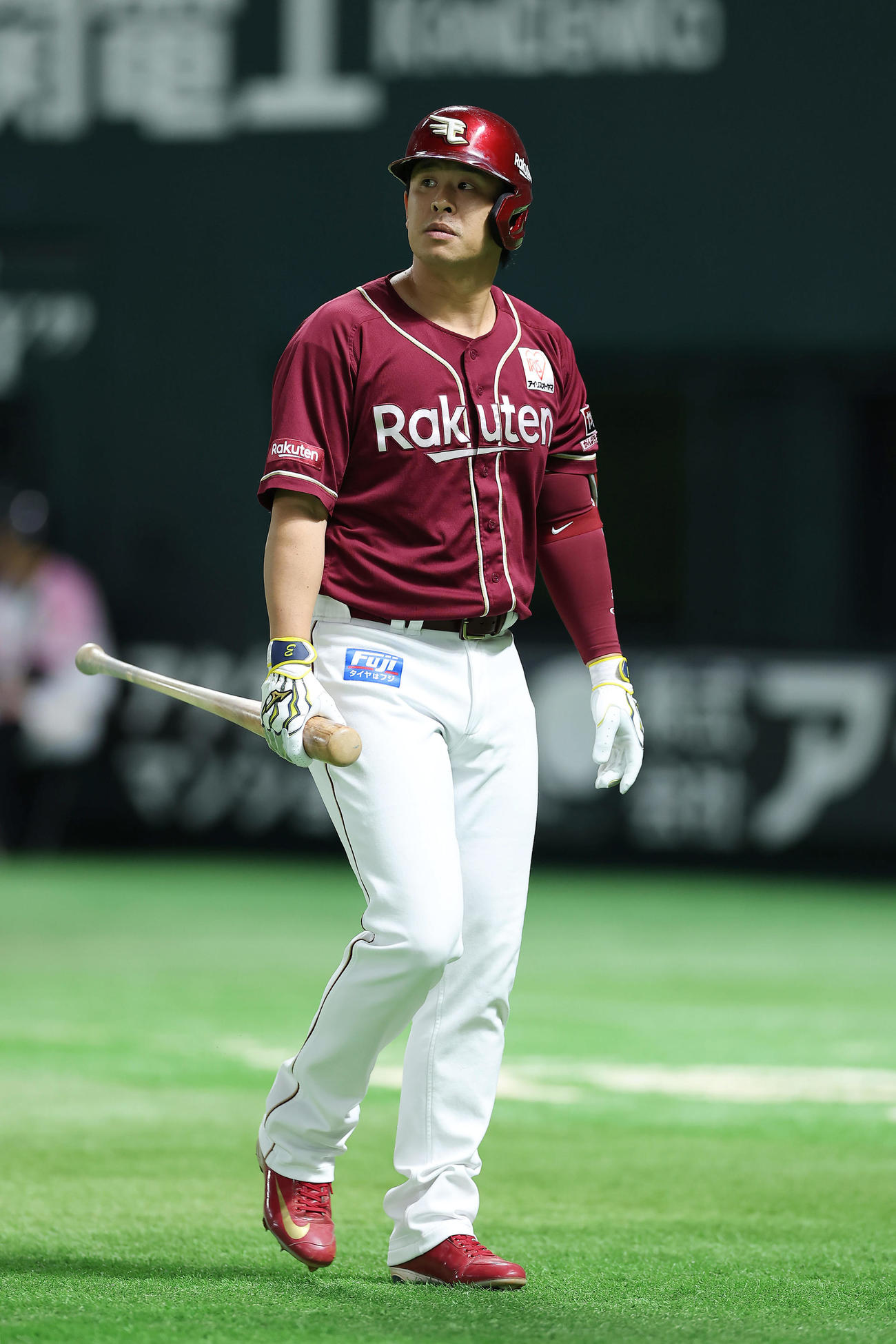 ソフトバンク対楽天　2回表楽天1死一塁、三飛に倒れた浅村（撮影・前田充）