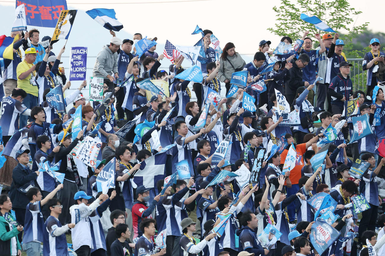 楽天対西武　応援する西武ファン（撮影・宮地輝）