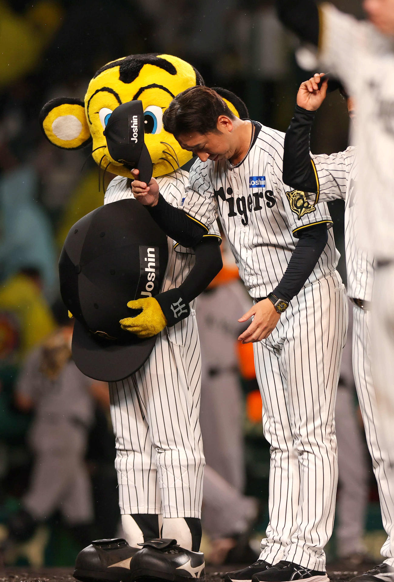 阪神対巨人　巨人に敗れファンにあいさつする藤川監督（撮影・上山淳一）