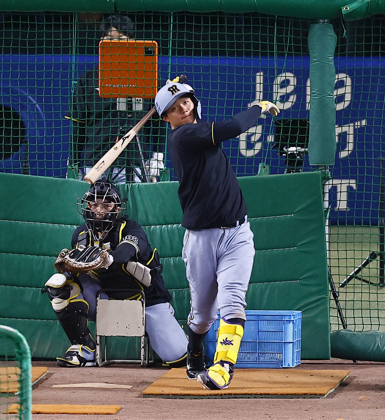 中日対阪神　打撃練習をする阪神森下（撮影・藤尾明華）