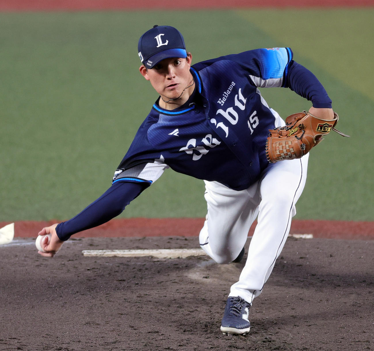 ロッテ対西武　西武先発の与座（撮影・野上伸悟）