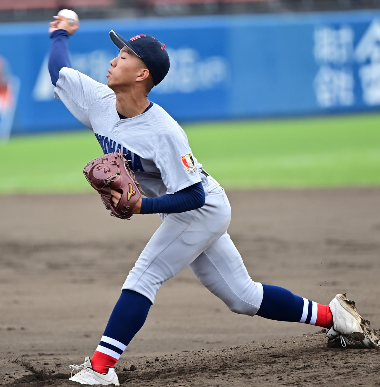 横浜対専大松戸　横浜先発の福井（撮影・清水貴仁）