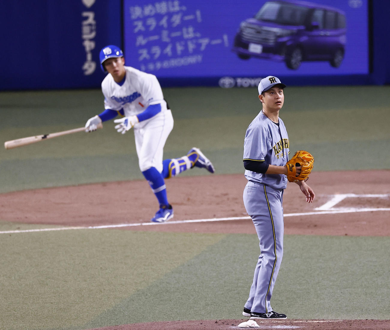 中日対阪神　2回裏中日2死二、三塁、岡林に左前2点適時打を許す大竹（撮影・藤尾明華）