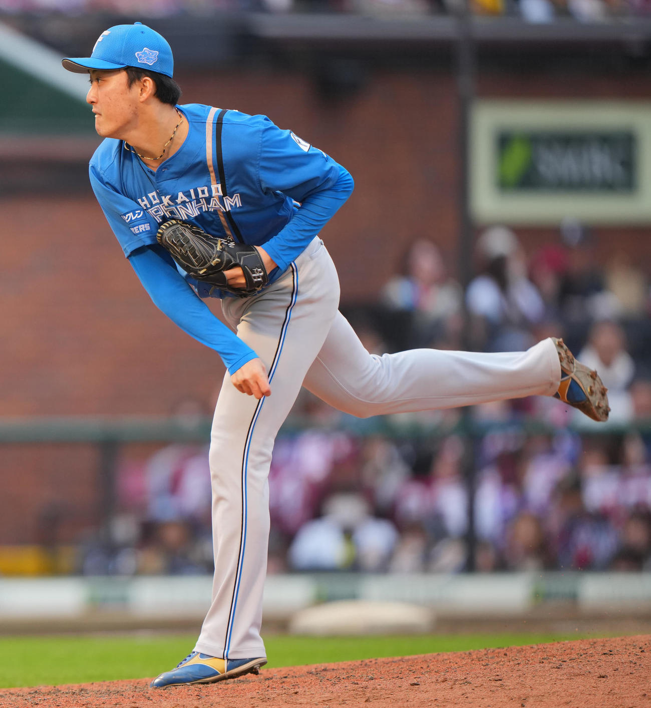 楽天対日本ハム　11回裏、日本ハム5番手で登板し力投する柳川（撮影・垰建太）