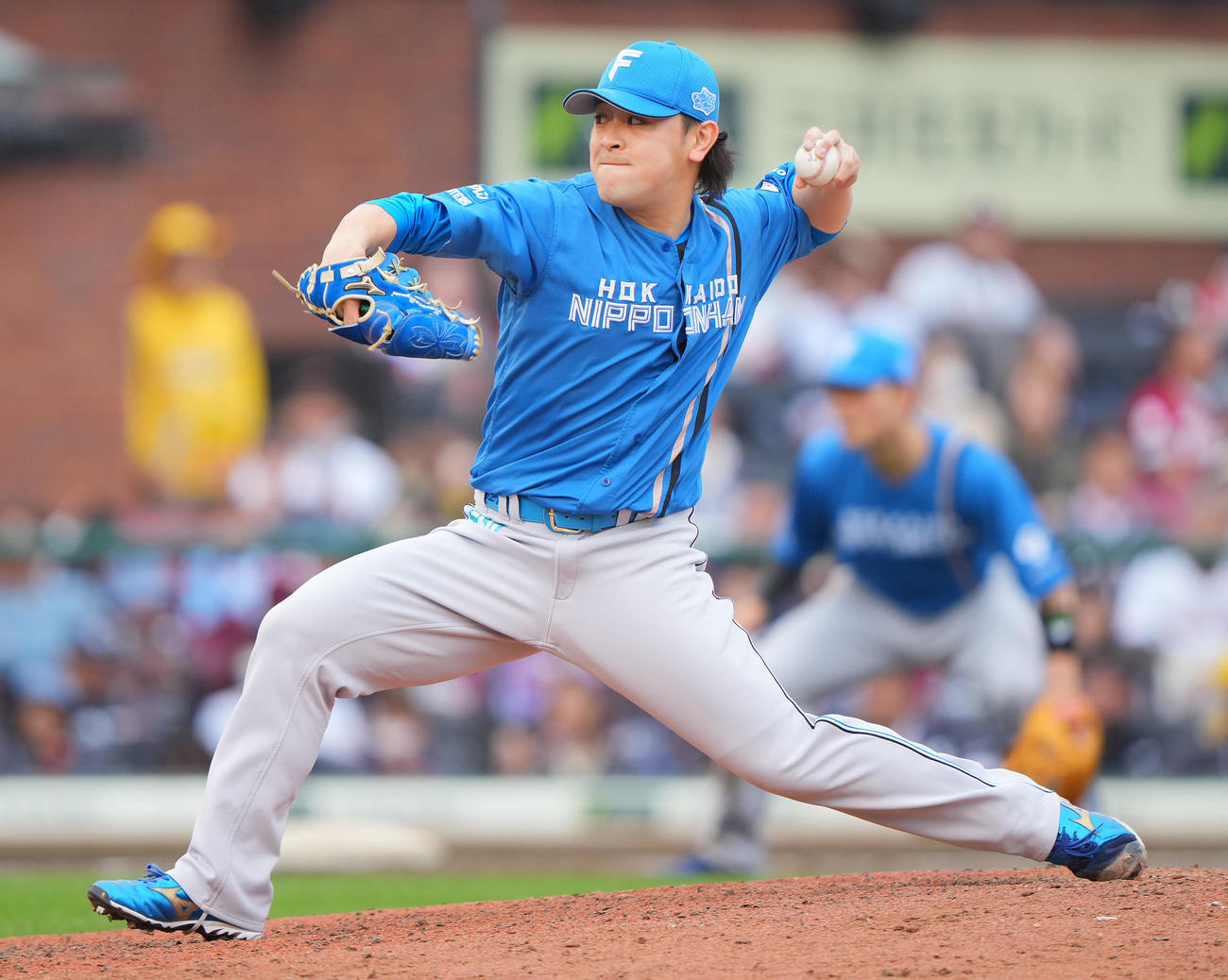 楽天対日本ハム　10回裏、日本ハム4番手で登板し力投する河野（撮影・垰建太）