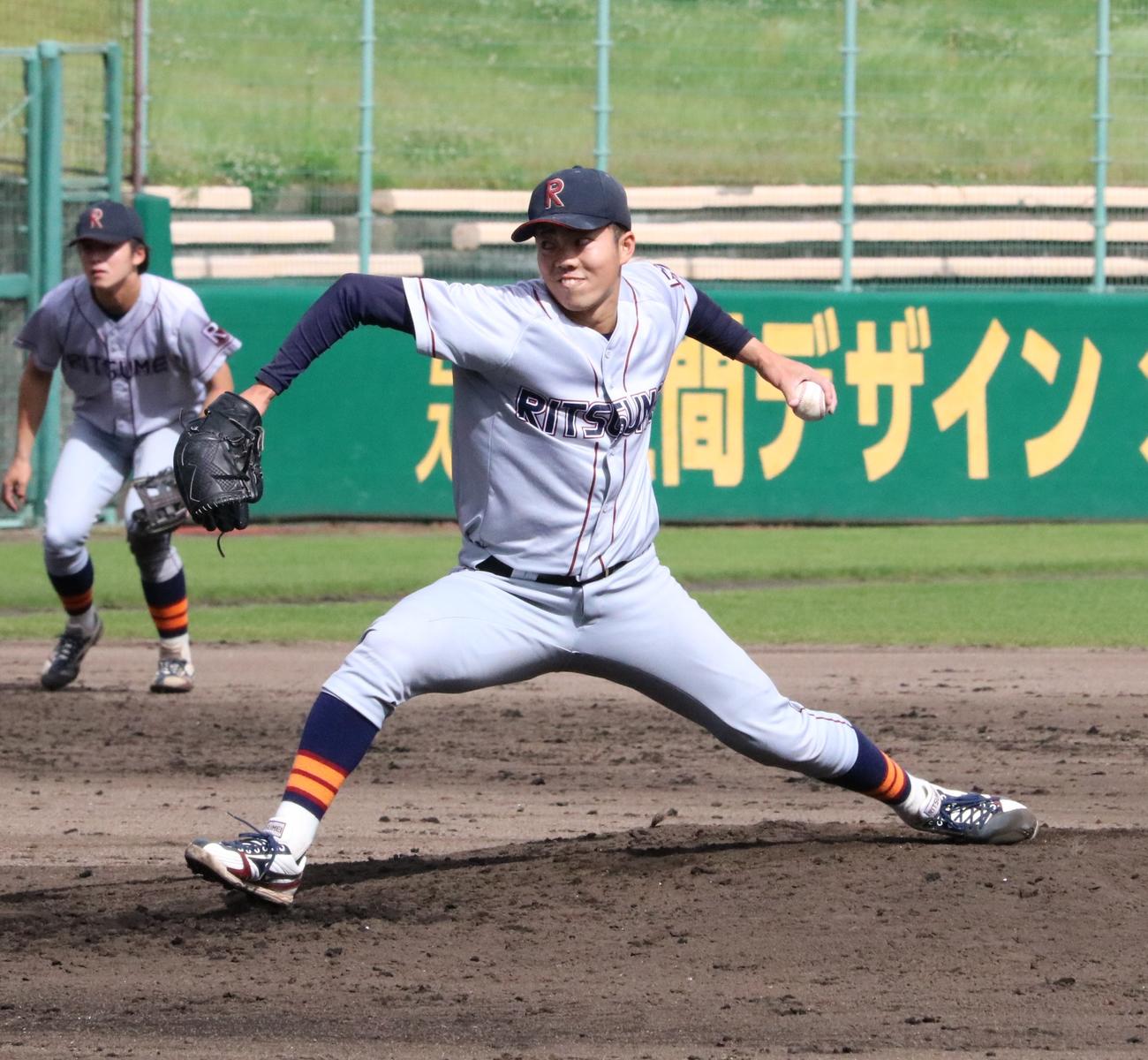 立命大先発の遠藤（撮影・林亮佑）